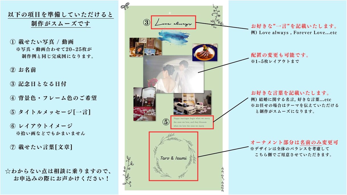 大切な結婚式の想い出を映像で残します 思い出残し、新郎・新婦へのプレゼント、サプライズに最適です！ イメージ1