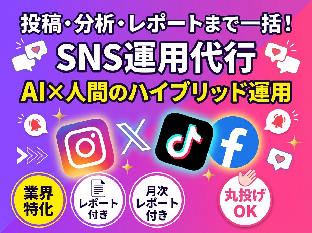 SNS運用代行｜戦略設計から投稿までします SNS発信を継続させビジネスの認知拡大をサポート イメージ1