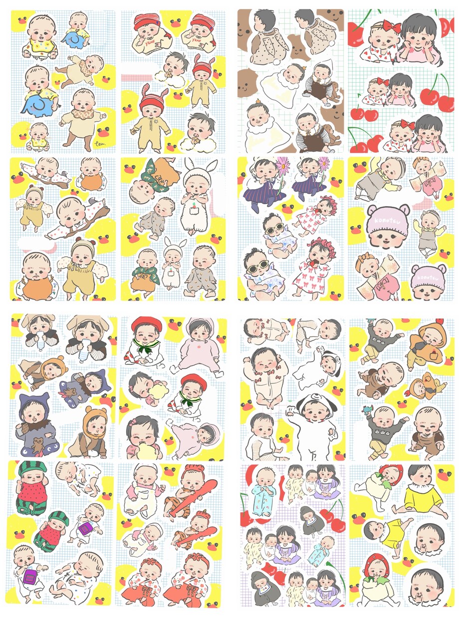 お子さまの今の姿をイラストで残します お気に入り３カットをシールのように並べたイラスト！ イメージ3