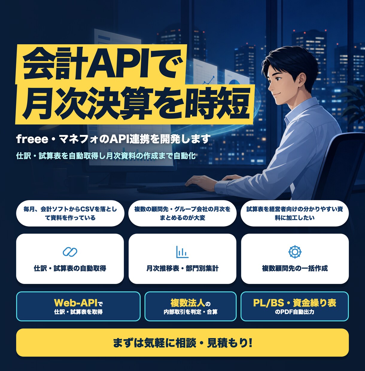 freee・マネフォのAPI連携を開発します 仕訳・試算表の自動取得から月次資料の作成まで自動化 イメージ1