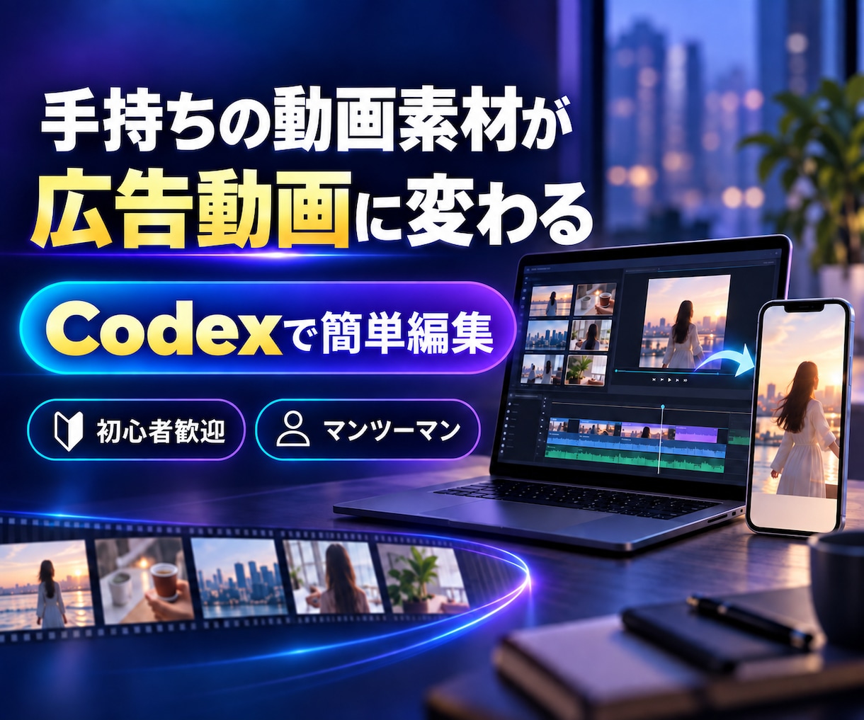 Codexで広告動画の編集方法を教えます 手持ち素材から広告用動画を1本完成 初心者歓迎 イメージ1