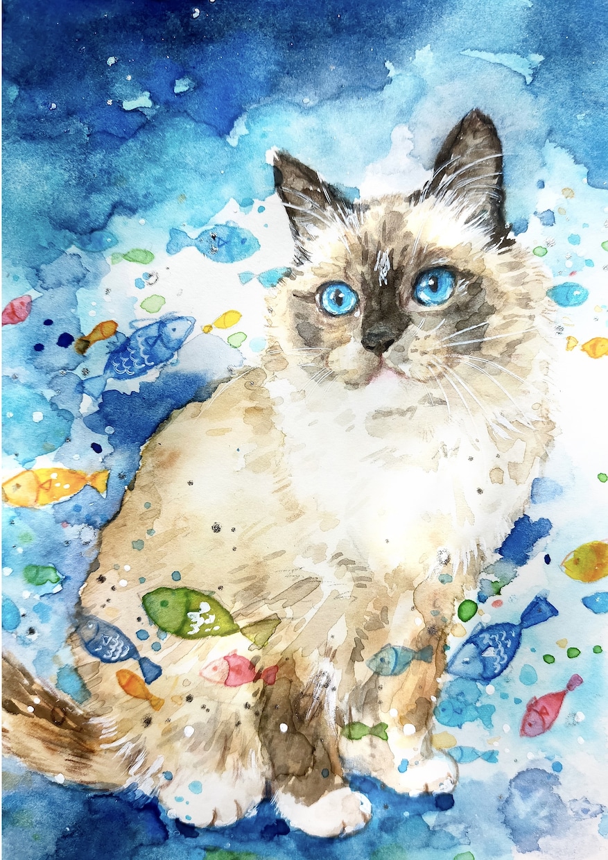 原画◆透明水彩でペット動物のイラストを手描きします 手描きの水彩画のイラスト原画を、ご自宅やプレゼント用に イメージ10