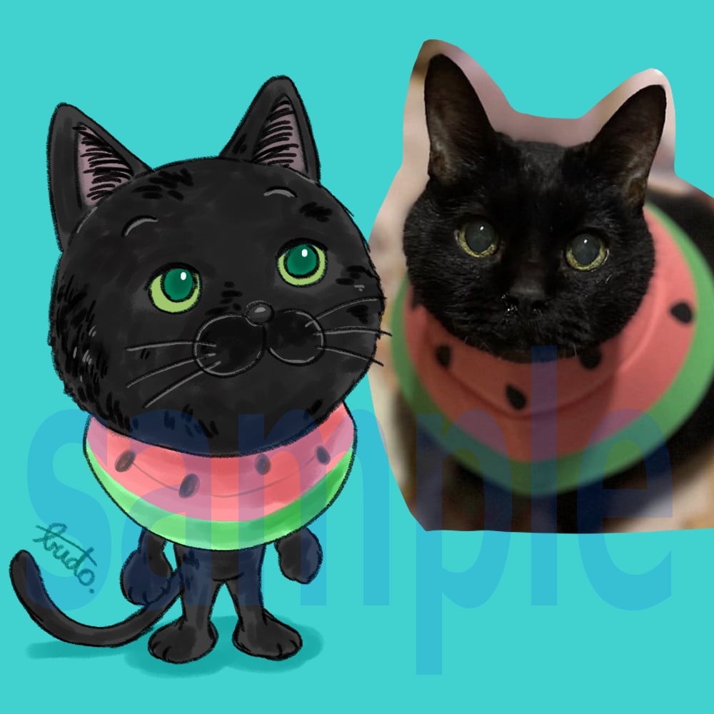 ネコちゃんの似顔絵風デフォルメイラスト描きます SNSアイコンやプレゼント、思い出に★ イメージ2