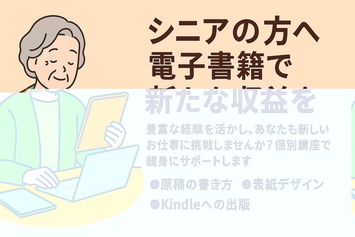 人生経験をカタチに！シニア向け電子書籍講座承ります あなたの経験を収入に変える！はじめてでも安心の個別サポート付 イメージ1