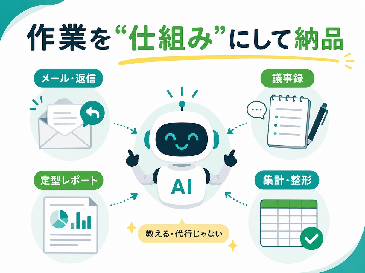 生成AIであなたの作業・業務を自動化してお渡します PC苦手でもOK。使い方の伴走までセットで イメージ2
