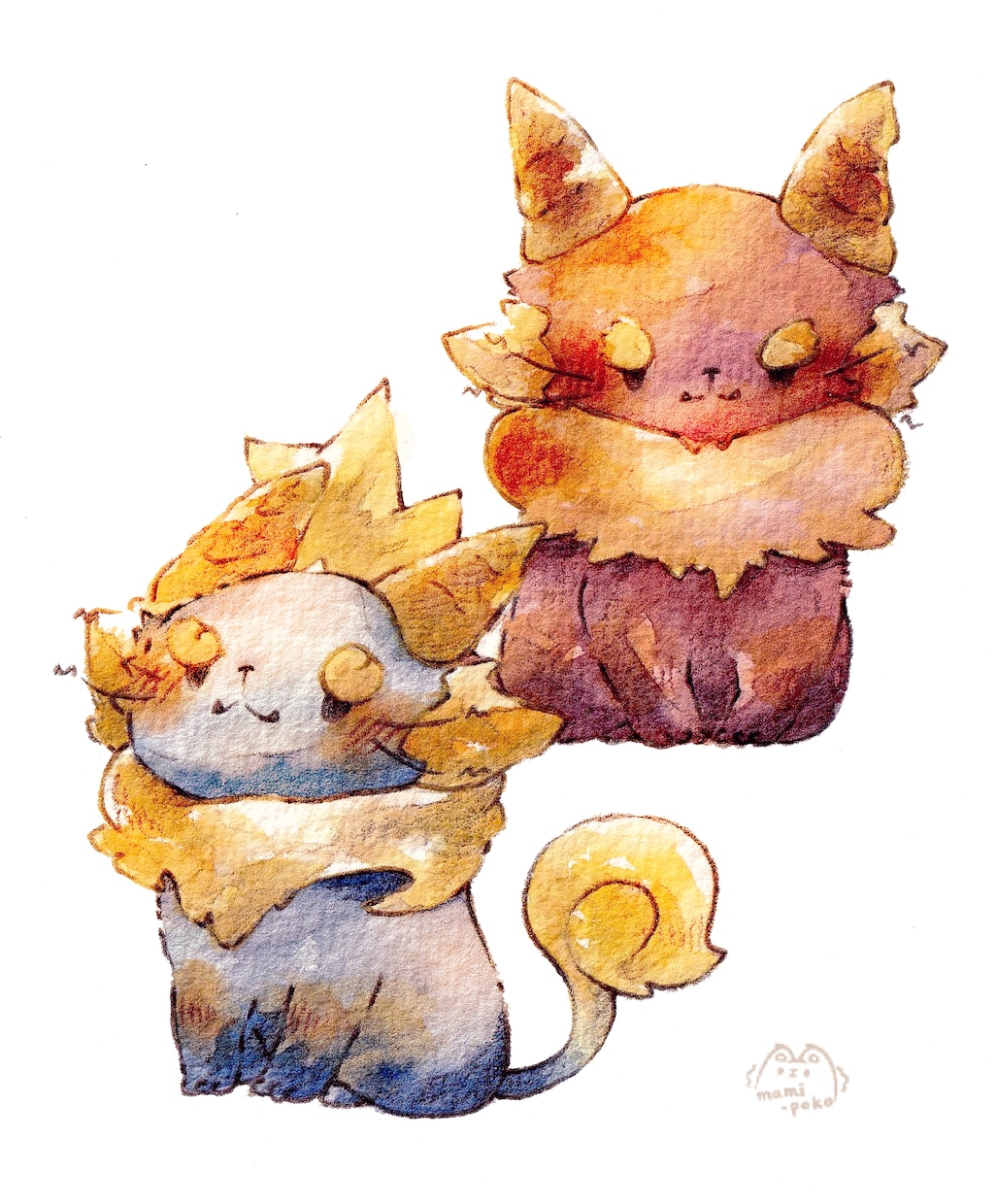 可愛い動物キャラクター、アイコンお描きします 水彩イラストでふんわり絵に仕上げます イメージ2