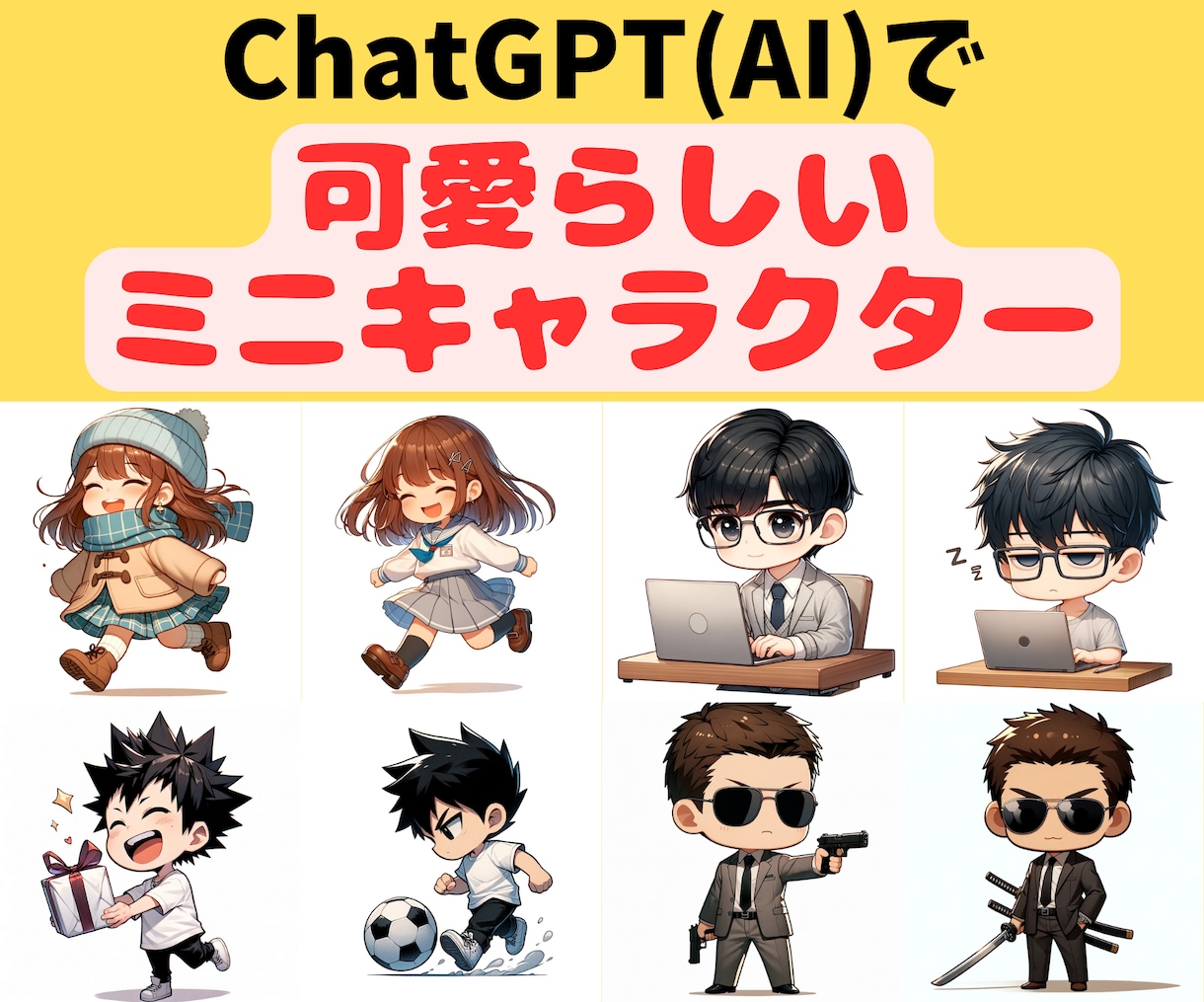 ChatGPTで可愛いミニキャラクター作成教えます 商用利用OK！サンプルプロンプト付き！画像からも作れます！ イメージ1