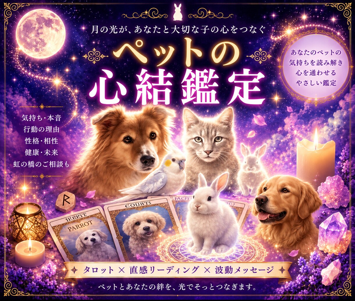 大切なペットがあなたに伝えたい想いを届けます 飼い主さんと心を繋ぐペットタロット！虹の橋の子にも対応 イメージ1