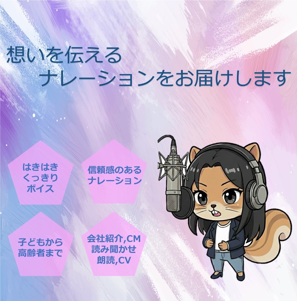 想いを伝えるナレーションをお届けします 【10件限定！】特別価格で対応いたします！年末年始も対応可能 イメージ1