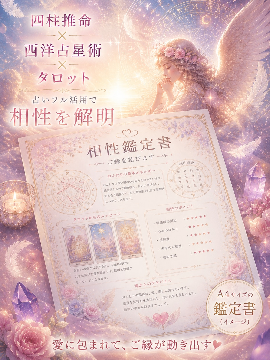 相性を徹底解明し、鑑定書をお渡しいたします 四柱推命×西洋占星術×タロット イメージ2
