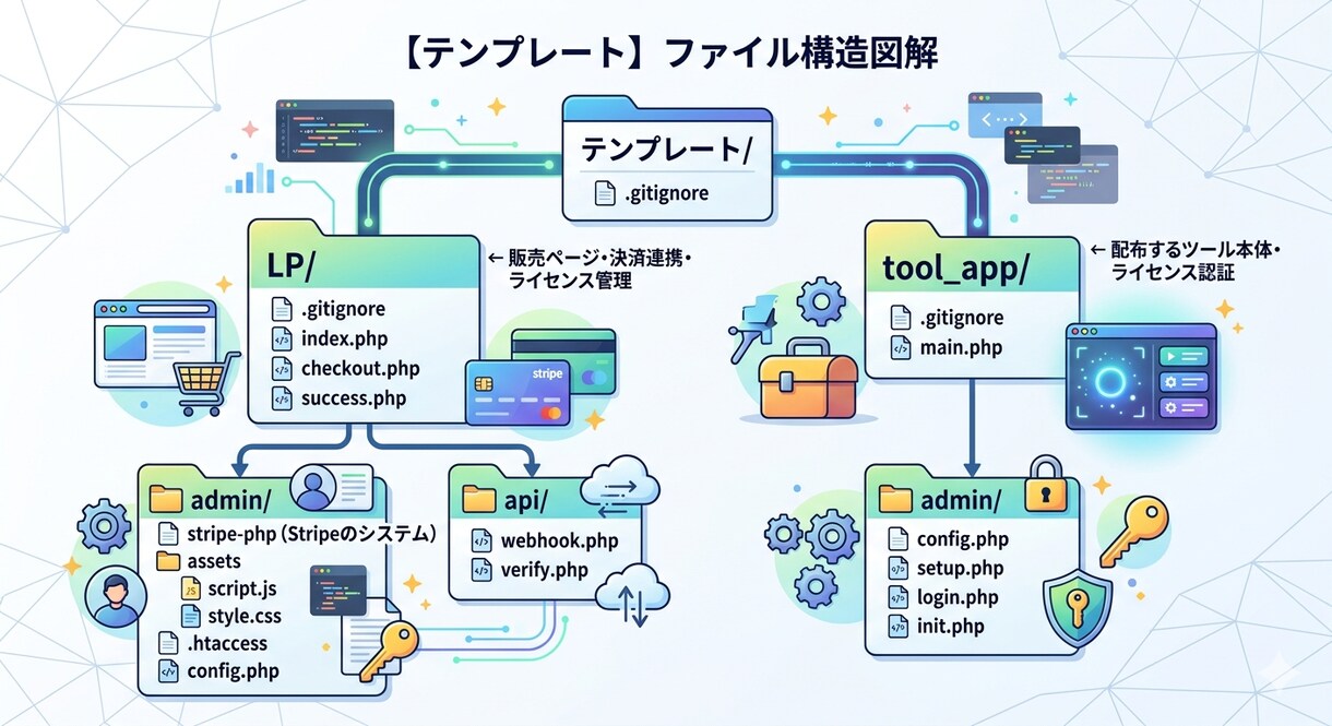自作ツールの販売用テンプレートを提供します Stripe決済でライセンスを発行！安全と全自動の仕組みです イメージ2