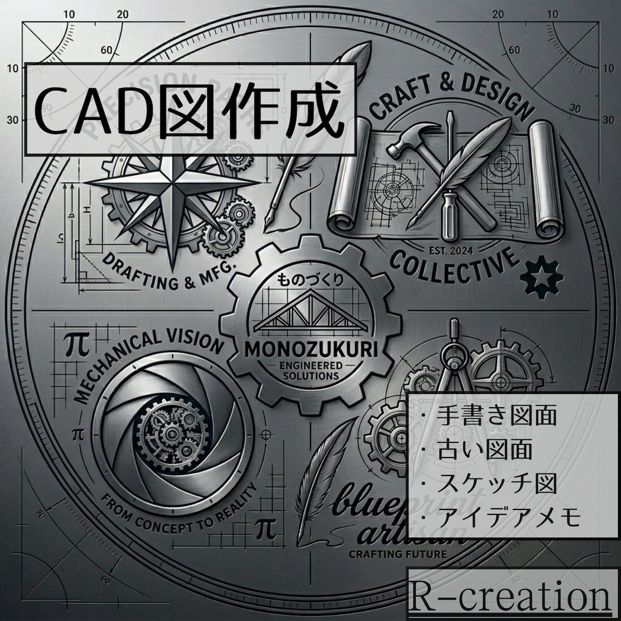古い図面のCAD化や手書きラフ図の図面化を行います 趣味や仕事の図面制作をサポートします。 イメージ1