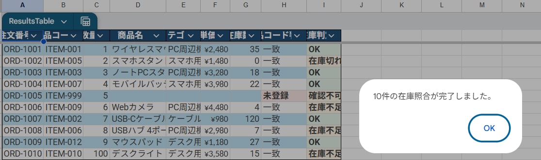 スプレッドシートの照合作業を自動化します 面倒な照合・チェック作業をGASで効率化します イメージ3