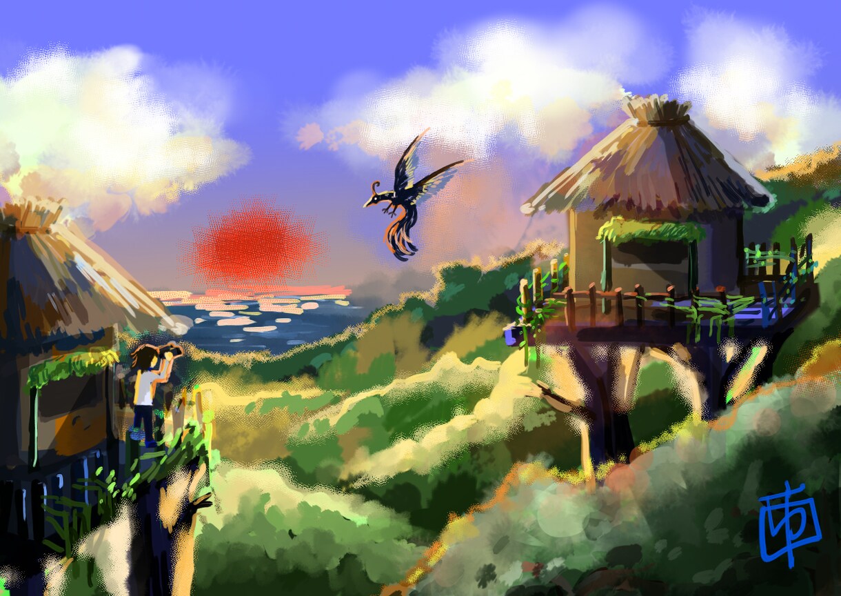 ゆるくて不思議な背景描きます ほのぼのとした風景に貴方のキャラクターを登場させましょう イメージ4