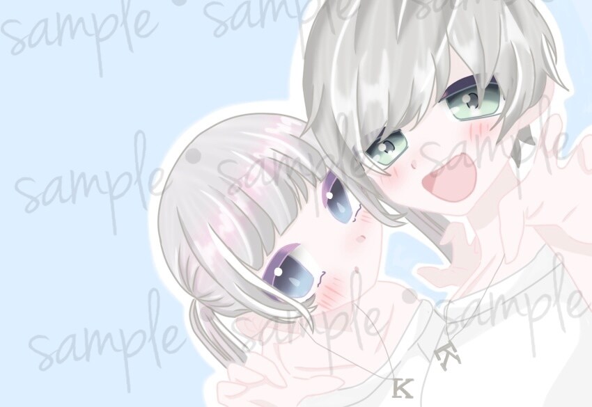 ご希望にそったペアイラストを描きます 腰上イラストを描いています！ご依頼者様のご希望を聞きます！ イメージ1