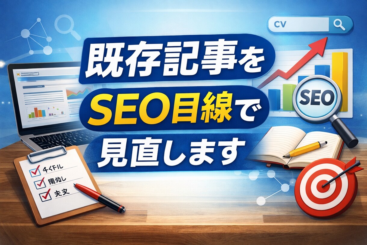 SEO視点で既存記事を丁寧にリライトします 検索意図に沿って、読まれる記事へ自然に整えます イメージ1
