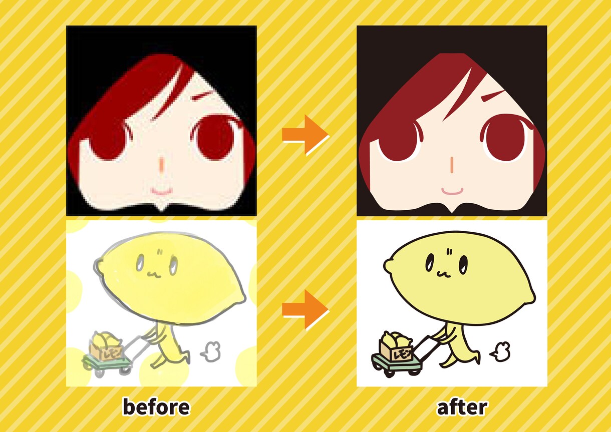 手描きの絵やロゴ、粗い画像をAIデータ化します 納品したaiデータは販促品やグッズの印刷データに使用できます イメージ4