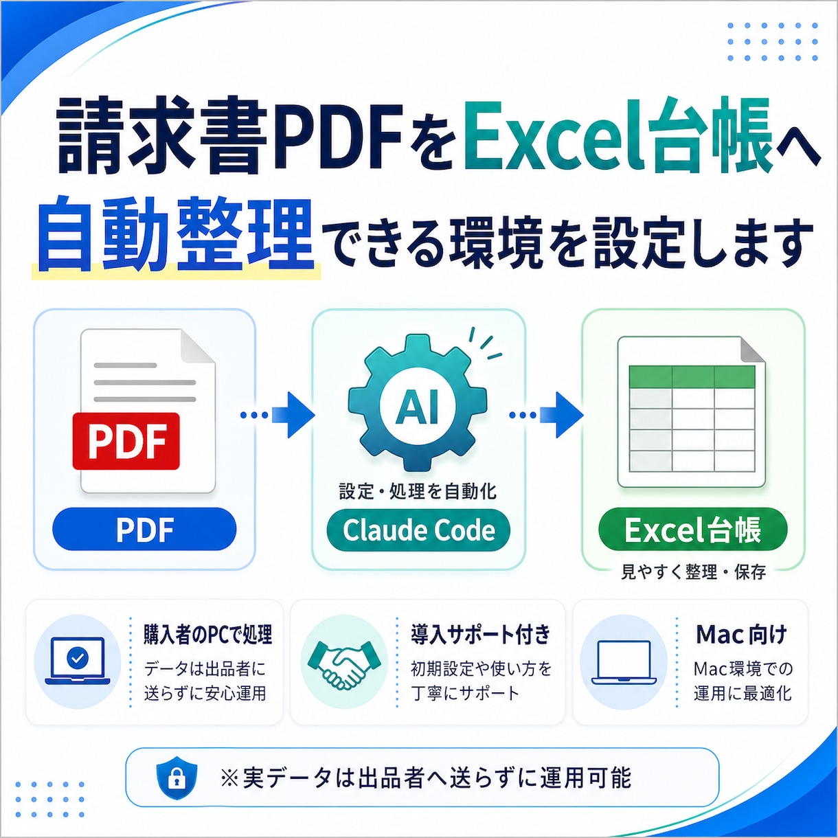 請求書PDFをExcelへ自動整理できる設定します 請求書の手入力を減らす環境をあなたのPCに構築 イメージ1
