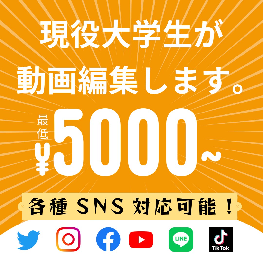 5000円～?! 現役大学生が動画編集します YouTubeやTikTokなどへの投稿用から編集まで イメージ1