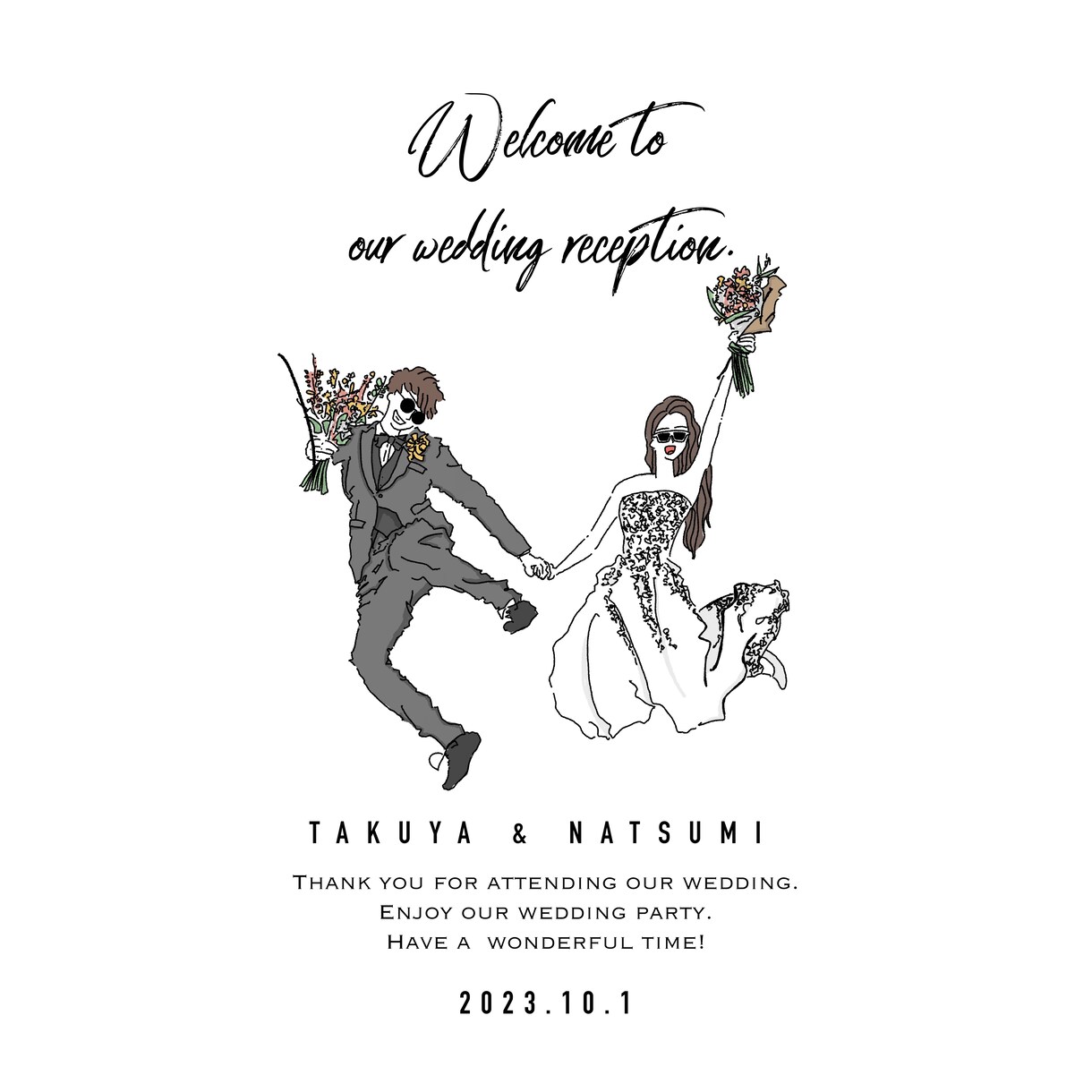 ウェルカムボード用のイラストを作成いたします 結婚式のペーパーアイテムやウェルカムボードにいかがでしょうか イメージ3