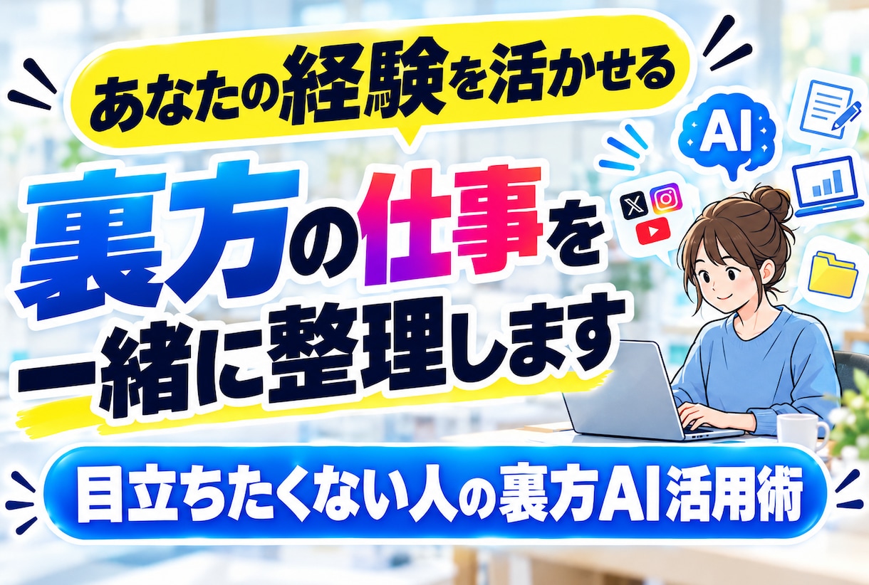 あなたの経験を活かせる裏方の仕事を一緒に整理します 目立ちたくない人の裏方AI活用術 イメージ1