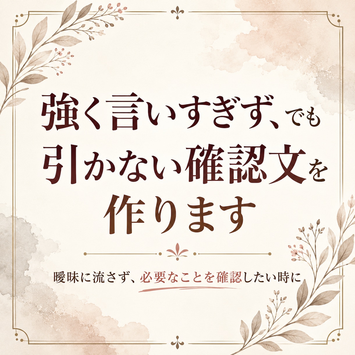 強く言いすぎず、でも引かない確認文を作ります 必要な返事を引き出し、次に進むための確認文を整えます。 イメージ1