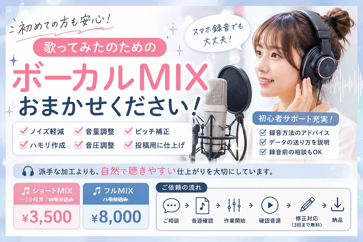 らしさを残す自然な歌ってみたミックスします 歌い手目線で仕上げる歌ってみたミックス イメージ1