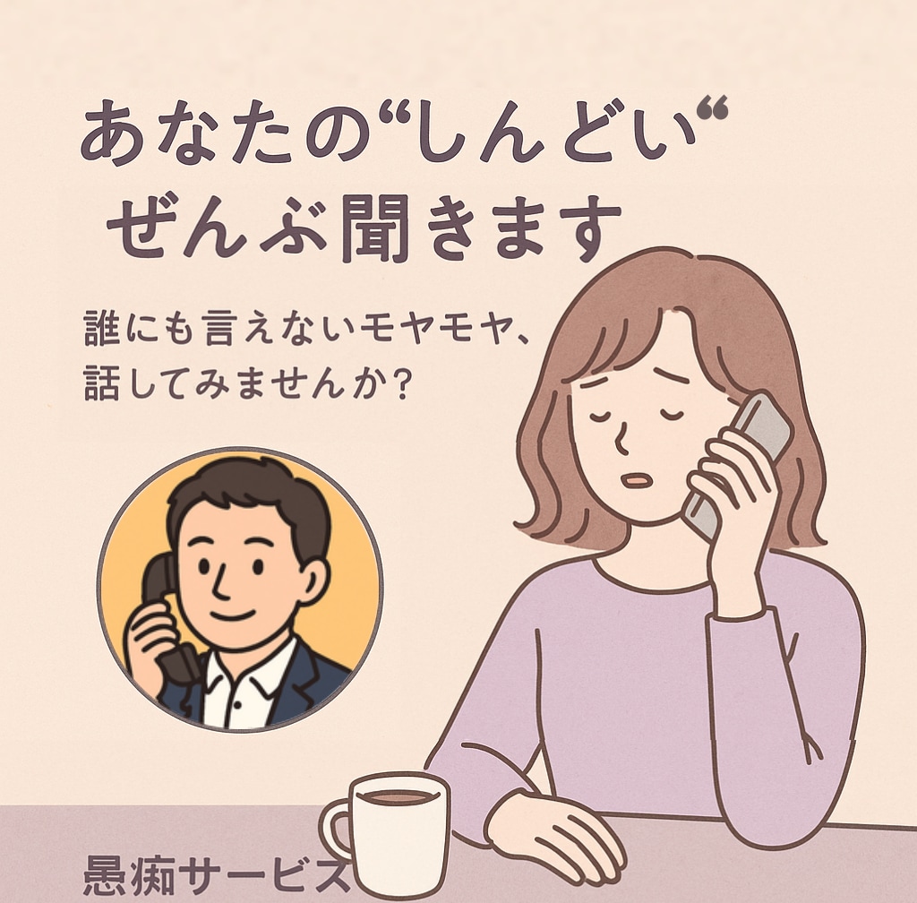 短時間でもOK❗️愚痴聞き＆悩み相談何でも聞きます 誰にも言えない気持ち、話してみませんか？全て受けとめます イメージ1