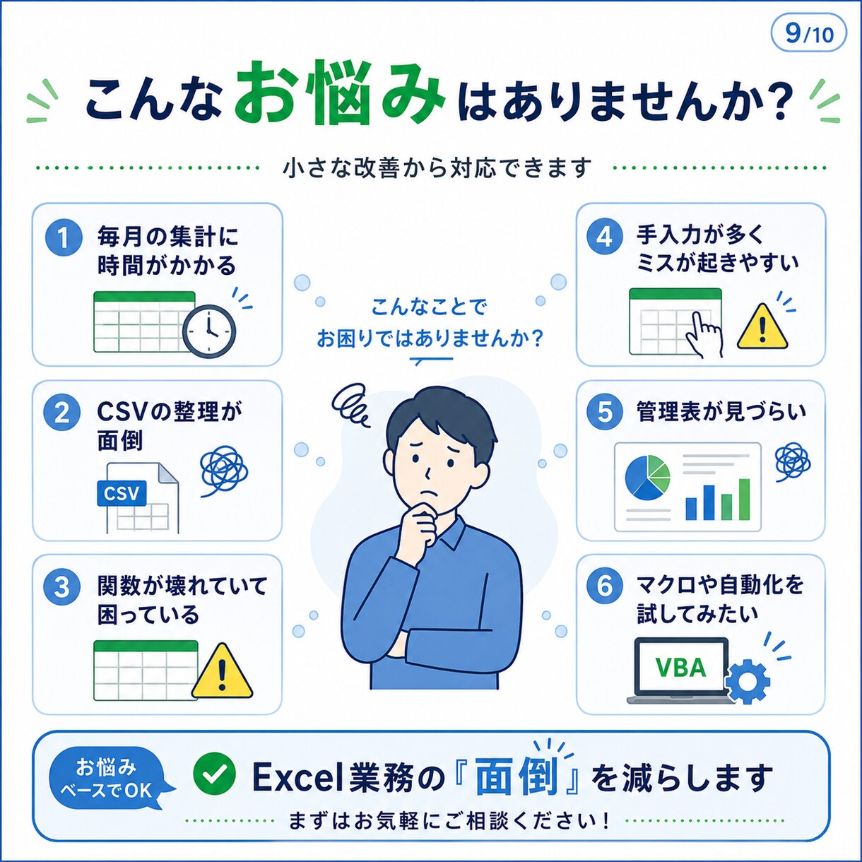 Excelの集計・表作成を改善します 面倒なExcel作業を使いやすく整えます イメージ9