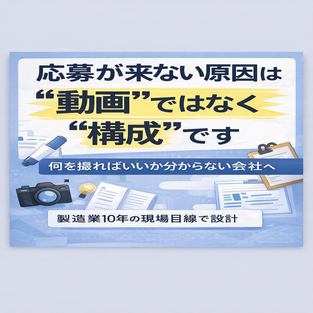 応募が来ない原因は構成ミス｜採用動画構成作成ます その原因、動画じゃなく構成です イメージ1