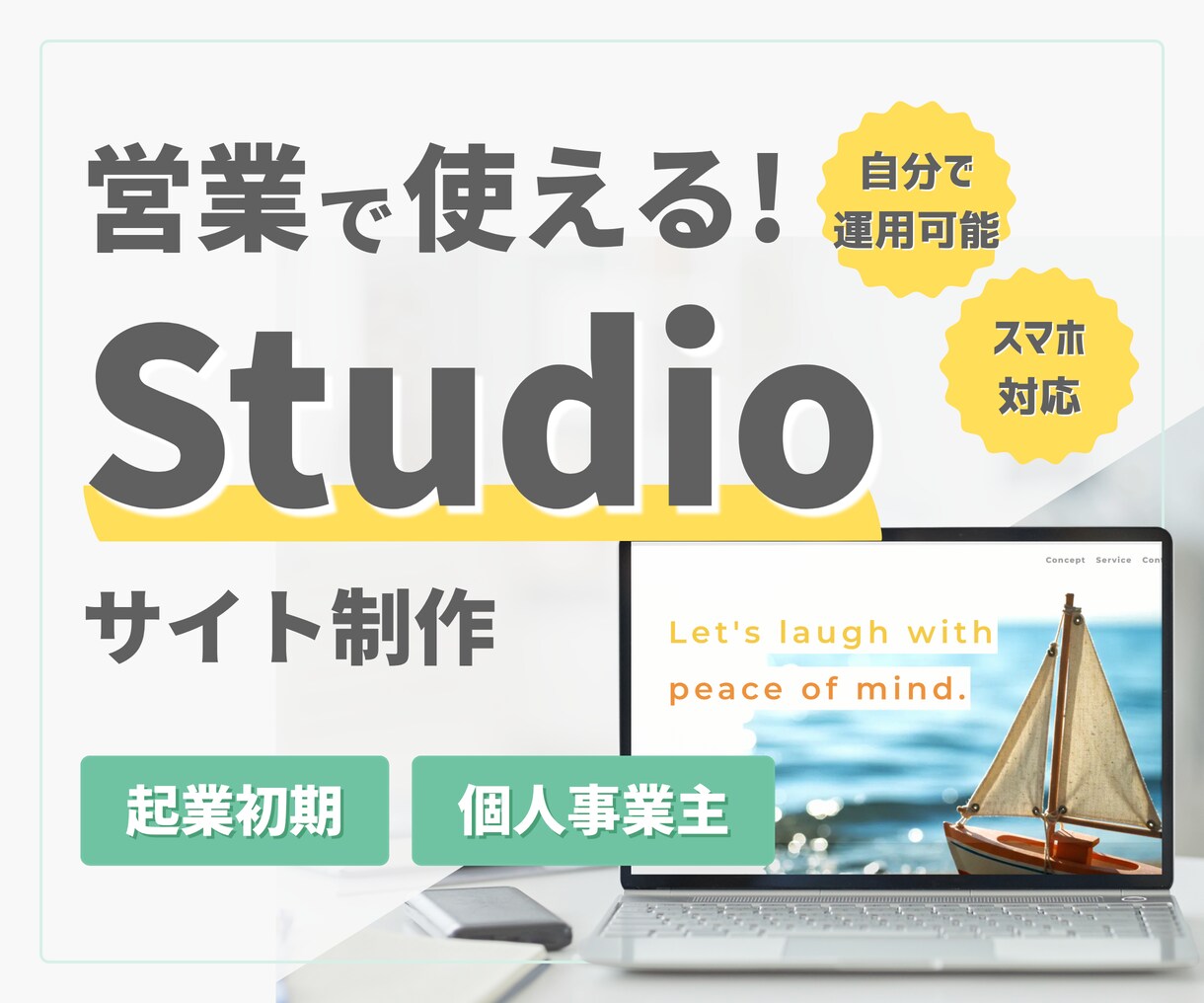 Studioで営業用・紹介用簡易サイトを制作します シンプルで信頼感あるサイトを作成します イメージ1