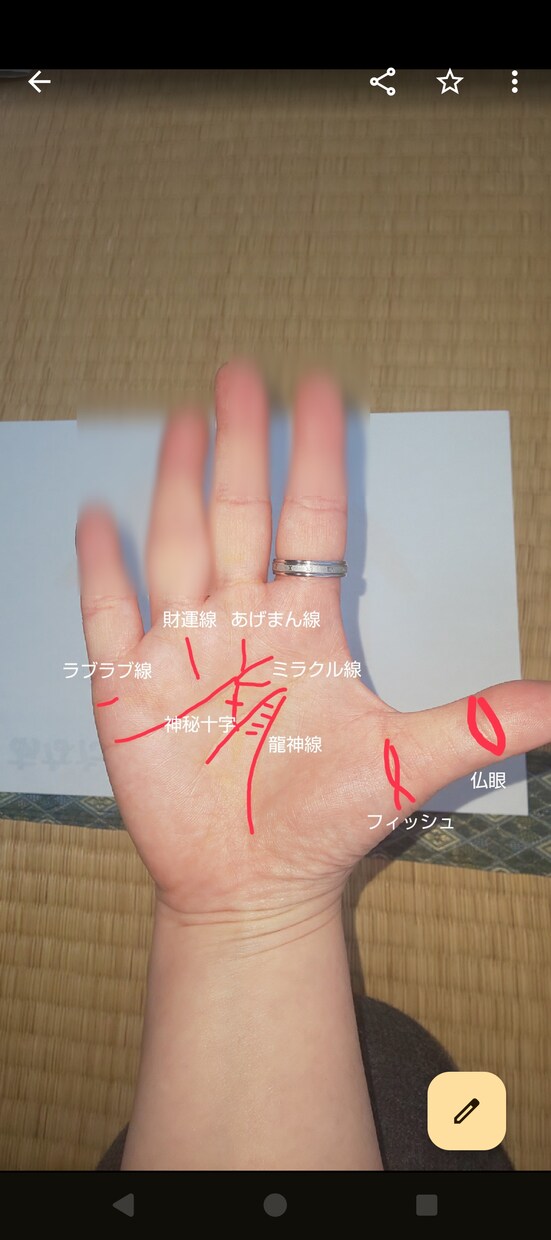 手相初心者歓迎優しくわかるメッセージ鑑定をします 1000円両手の手相に線を書き込み イメージ2