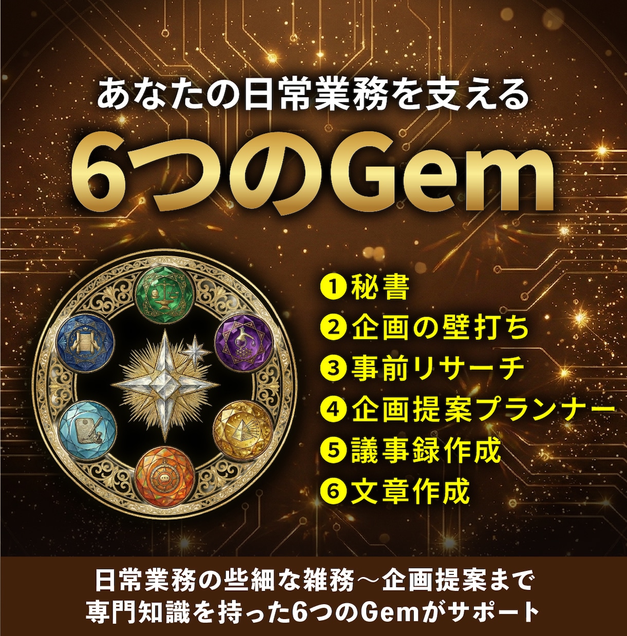 業務効率化に役立つGem6つをセット配布します あなた専用の6人の右腕「専門家チーム」を手に入れましょう イメージ3