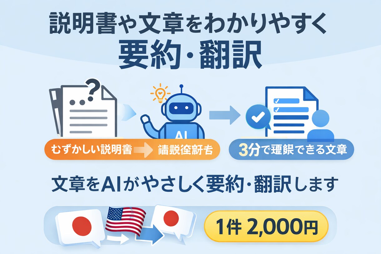 文章をわかりやすく要約・翻訳します 難しい説明書を3分で理解できる文章にします イメージ1