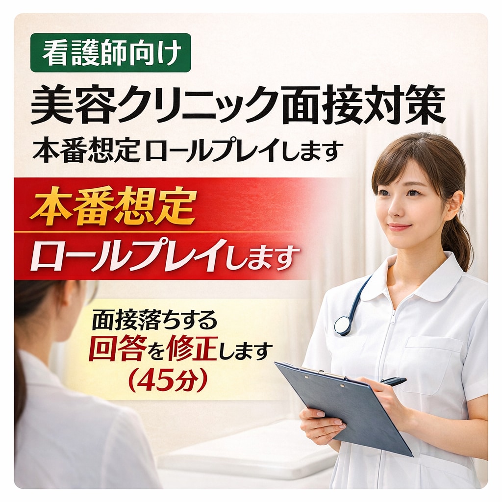 美容クリニック特化！本番想定面接ロールプレイします 看護師向け|面接落ちする回答を修正します（45分） イメージ1