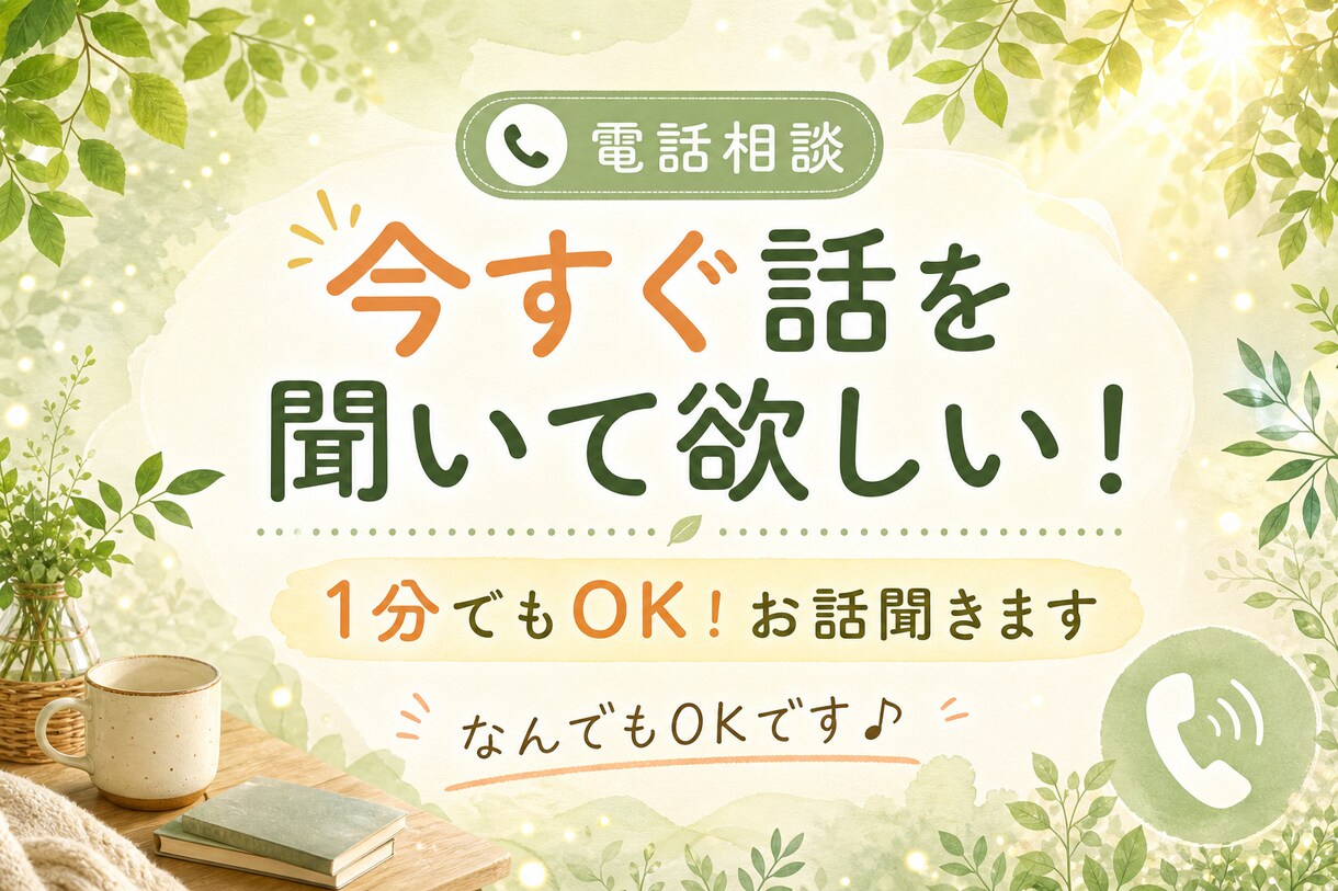 今すぐ話を聞いて欲しい！1分でもOK！お話聞きます 誰かと話ししたいなぁ〜なんでもOKです！ イメージ1