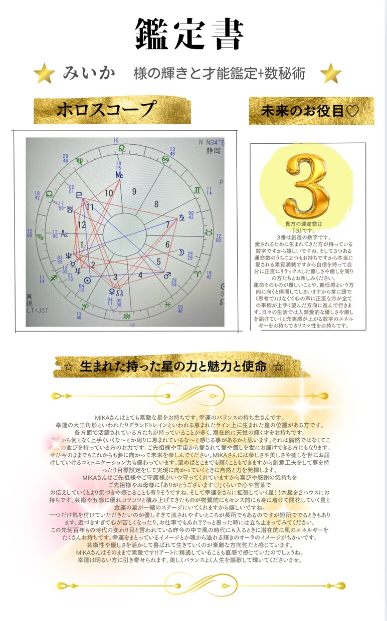 占い☪️占星術｜ホロスコープ本物の3重円で占います 【貴方だけの才能と金運.開運エネルギー.未来を鑑定します】 イメージ4