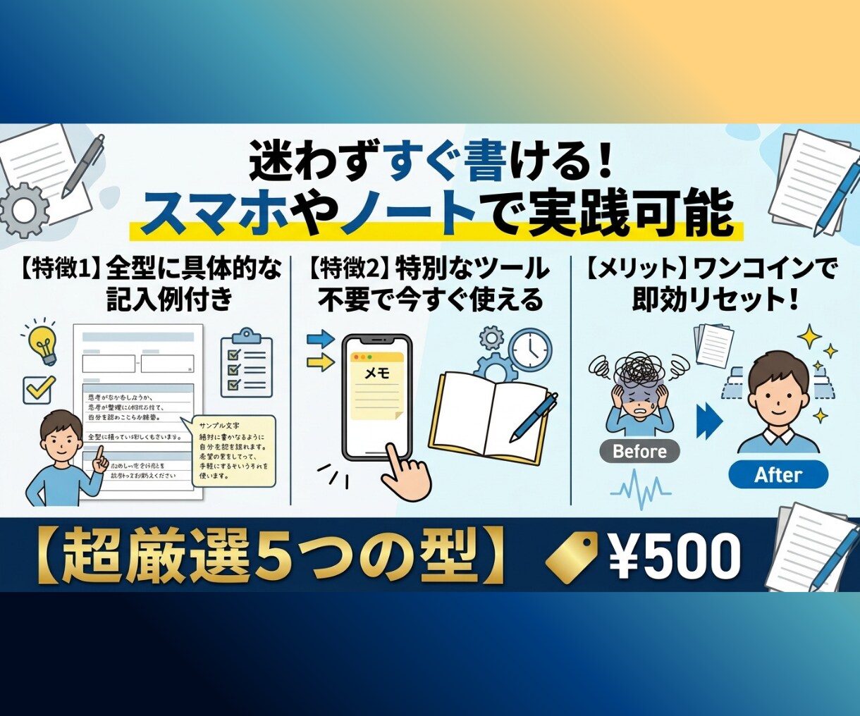 頭のモヤモヤ・不安をリセット！思考の整理術あります 書き出すだけでスッキリ！グルグル＆モヤモヤを解消！実践シート イメージ5