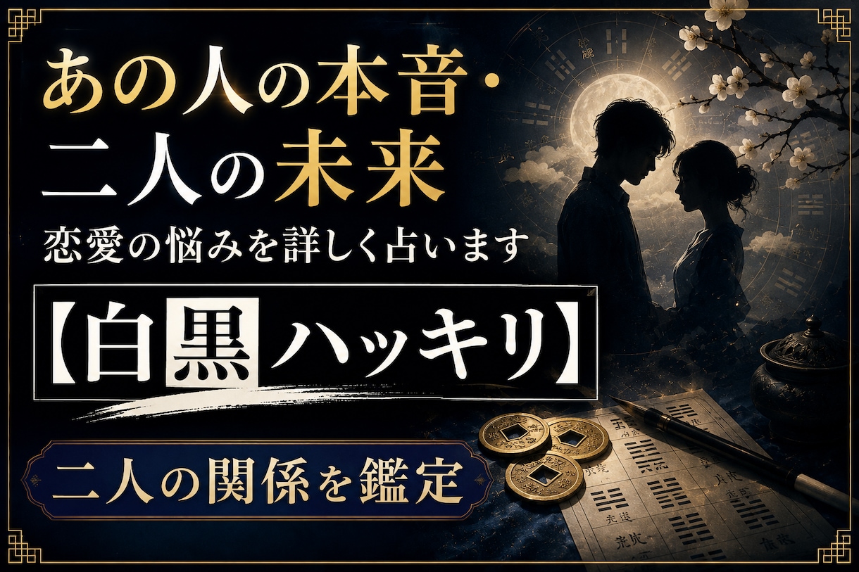 あの人の本音・二人の未来・恋愛の悩みを占います 【白黒ハッキリ】専門家直伝の本格占術で二人の関係を詳しく鑑定 イメージ1