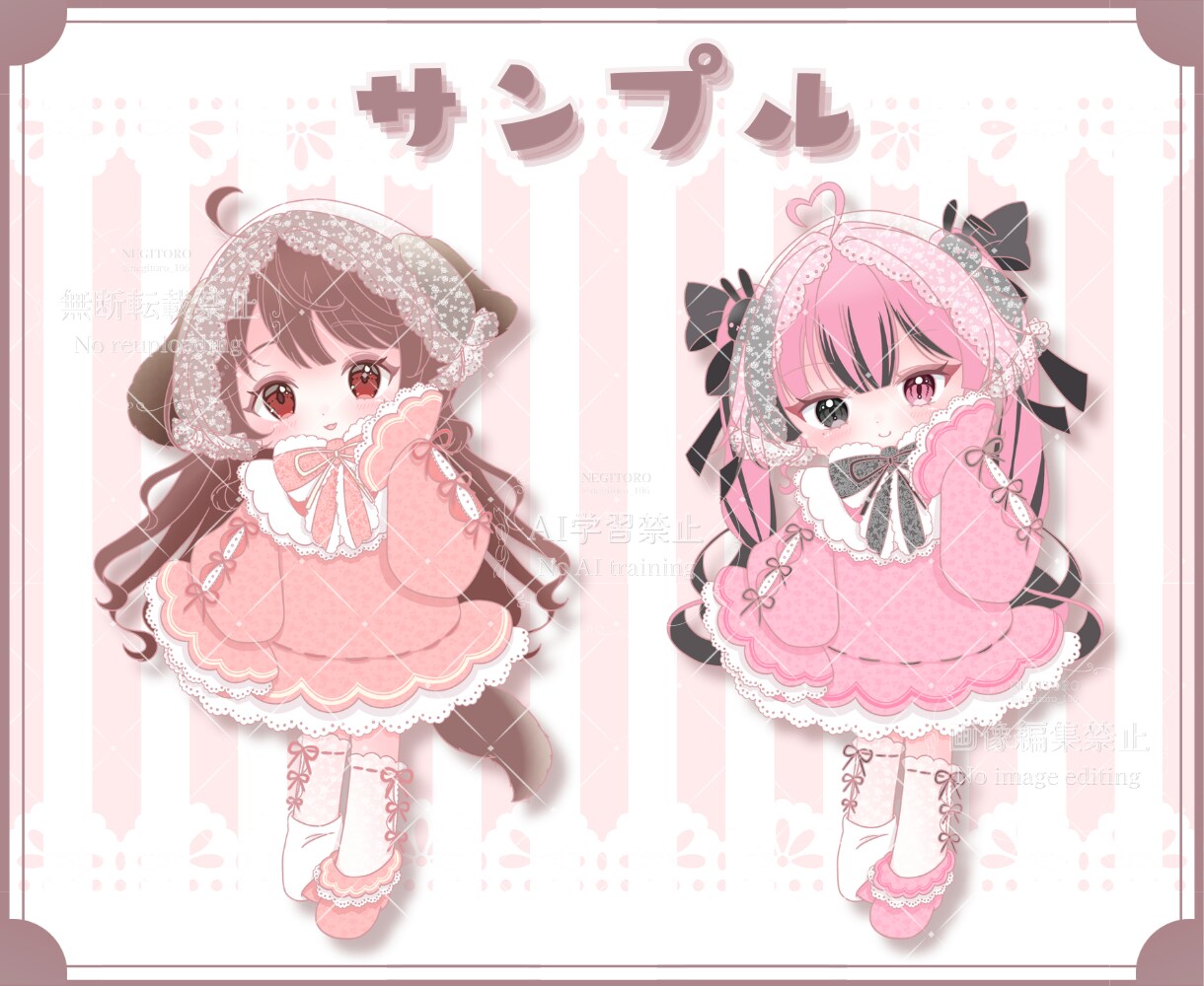 かわいい春のワンピースイラスト制作します ✧商用利用込み✧リボンとレースいっぱいなふんわり衣装！ イメージ10