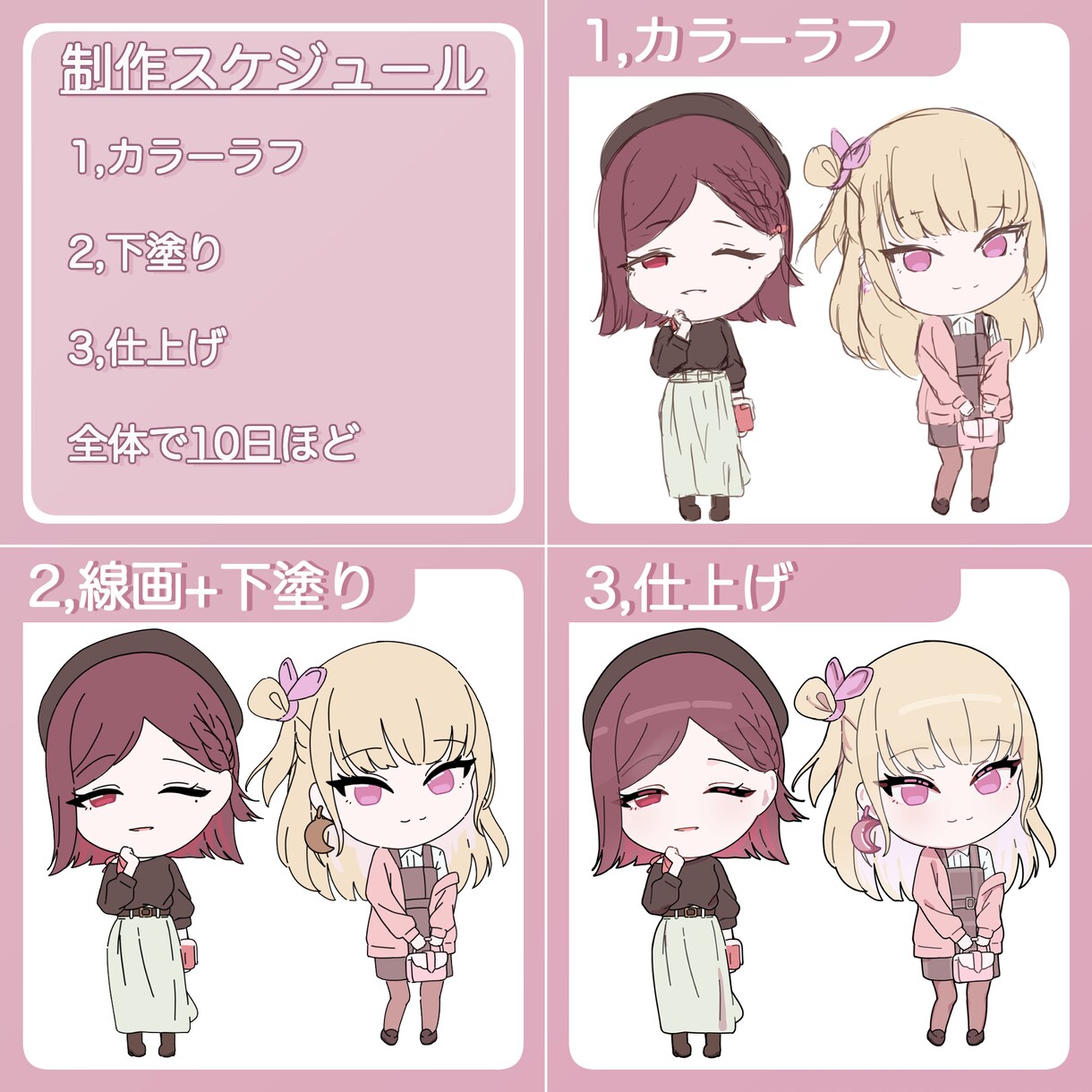壁紙やヘッダーにかわいいミニキャライラスト描きます ゆるい雰囲気のあるかわいくて親しみやすいイラスト作成します！ イメージ3