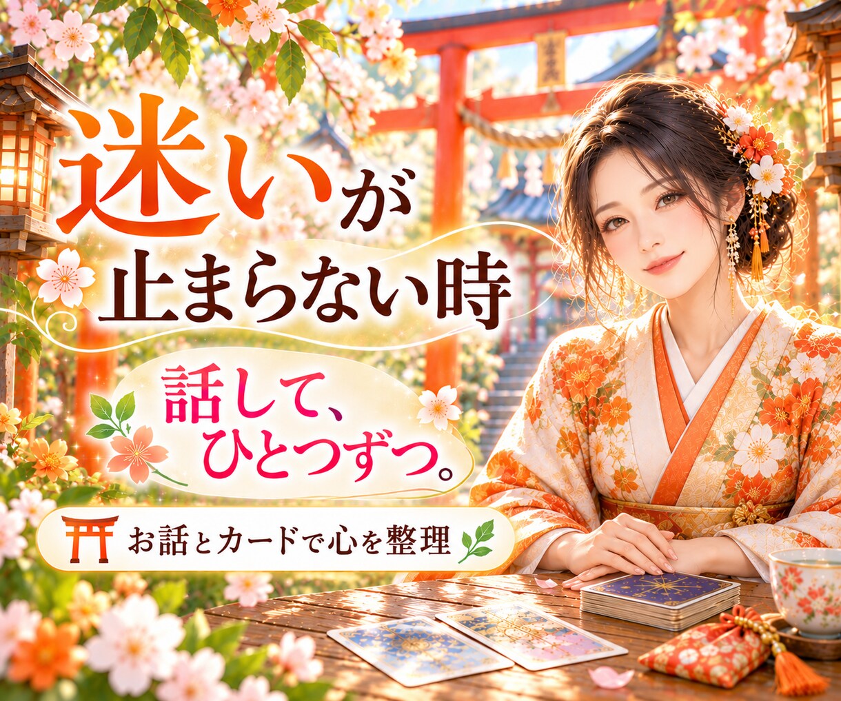迷いが止まらない時⛩️話しながら心を整理します ☯️タロットと守護神様カードを添えて☘️ひとつずつ一緒に☕ イメージ1