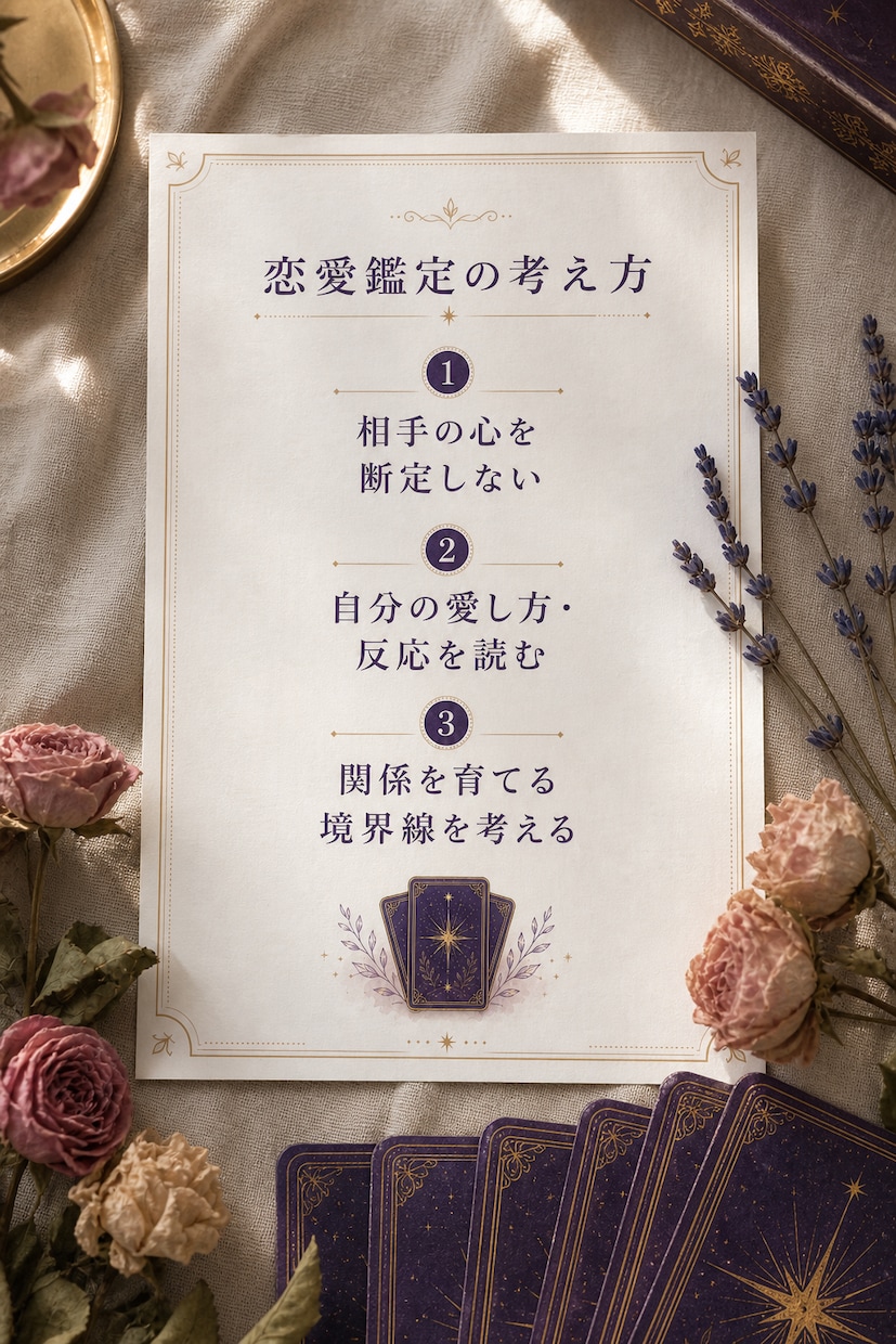 あなたの恋愛の現在地とこれからをタロットで読みます 相手を決めつけず、ふたりの関係とあなたの反応を深堀り イメージ2