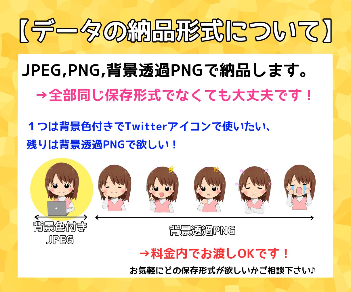商用可！インスタで使える表情アイコンセット描きます Instagram、Twitter、ブログ吹き出しゆる似顔絵 イメージ6