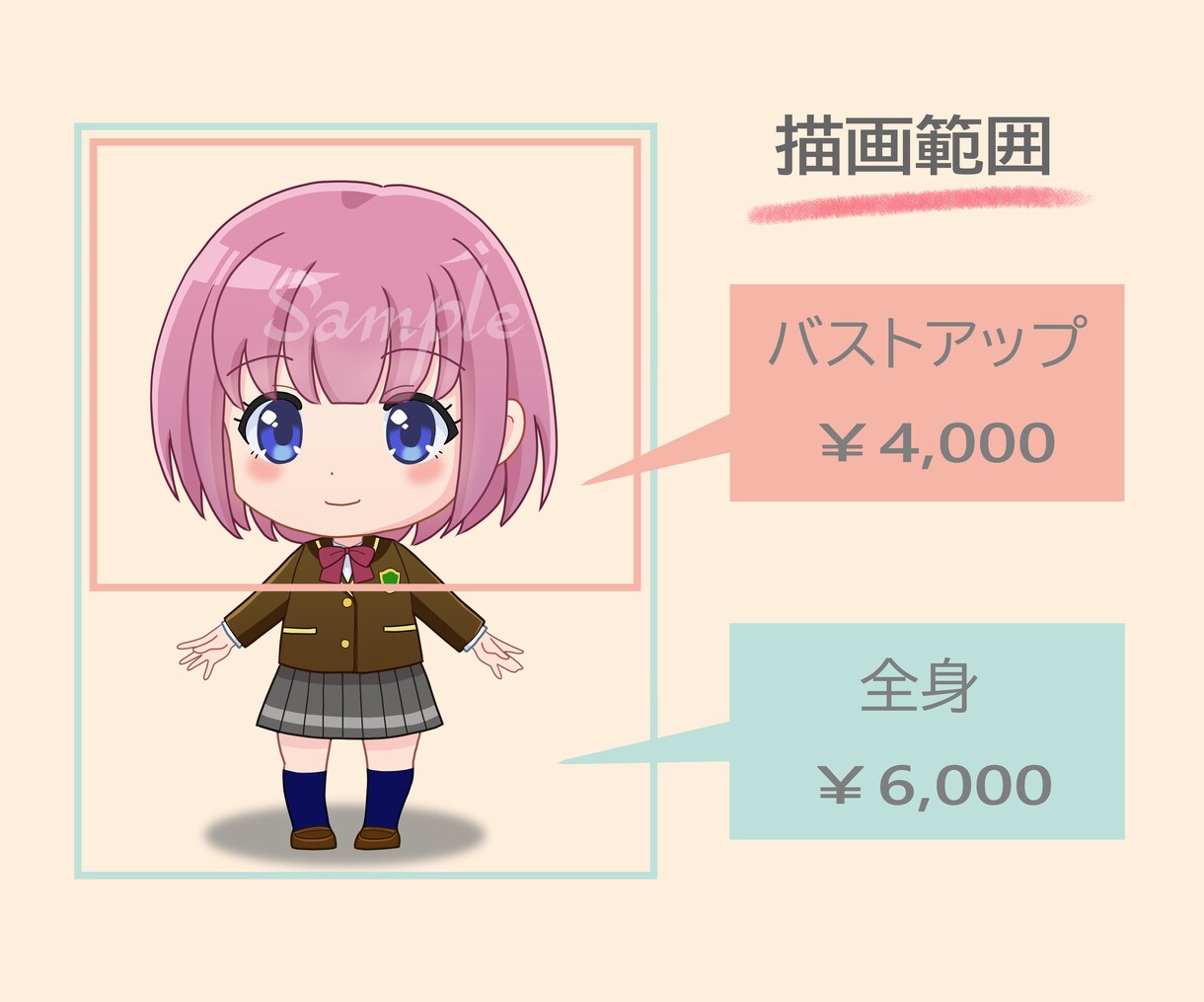 ミニキャラ・デフォルメキャライラスト描きます SNSアイコンなどに使えるアニメ風デフォルメキャラクターです イメージ2