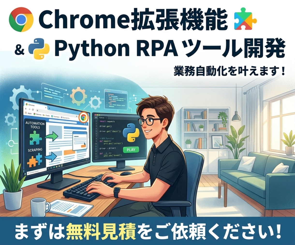 Chrome拡張/Pythonで自動化の開発します 現役DX担当が丁寧に対応！面倒な作業を自動化するツールを開発 イメージ1