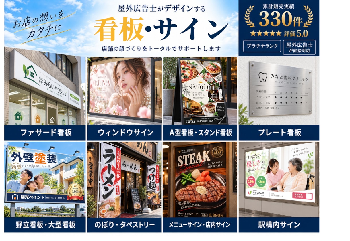 看板デザイン・看板制作データを作成します 屋外広告士｜看板・ウインドウサイン・のぼり イメージ2