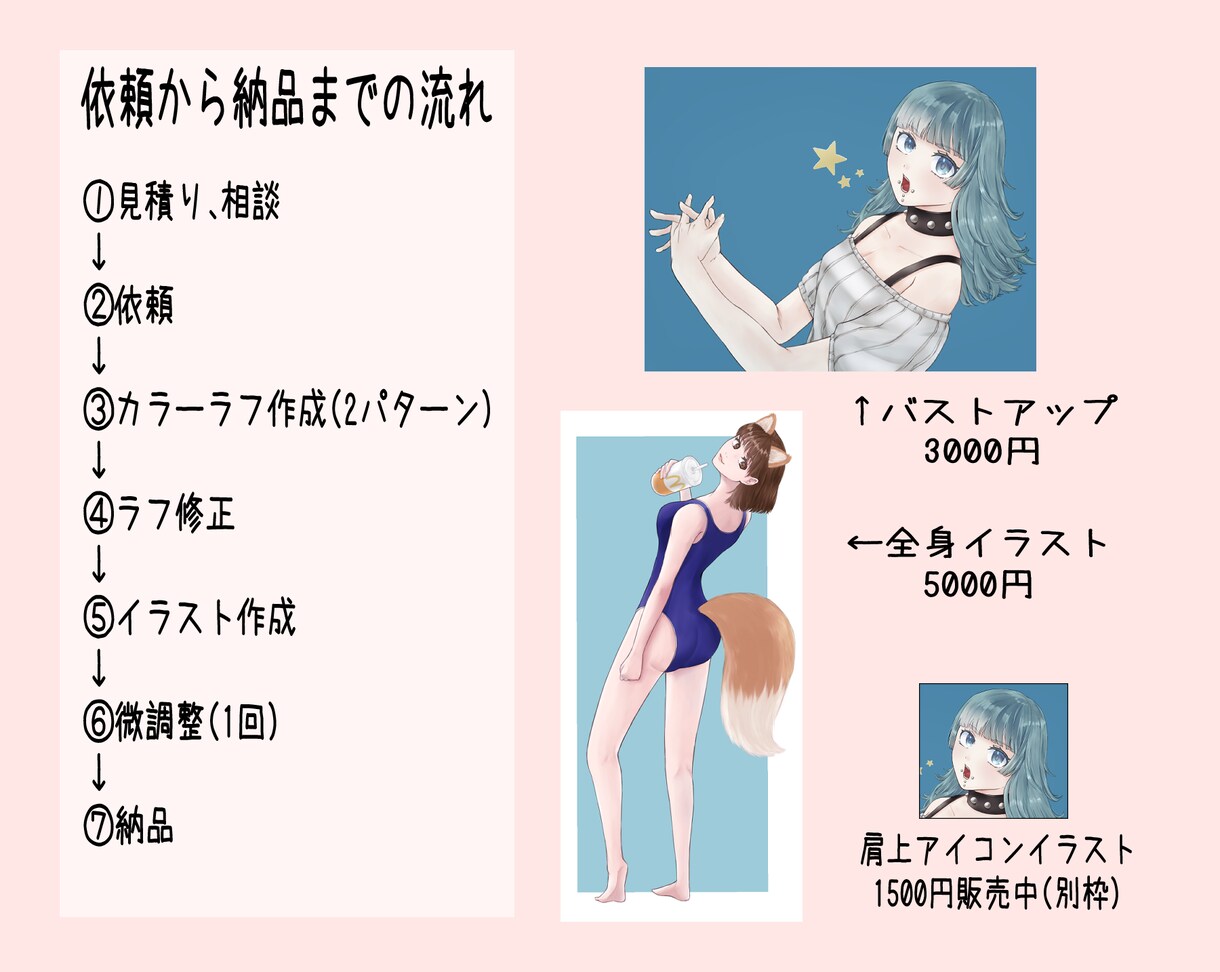 バストアップ3000円で描きます 可愛い、かっこいいキャライラスト イメージ2