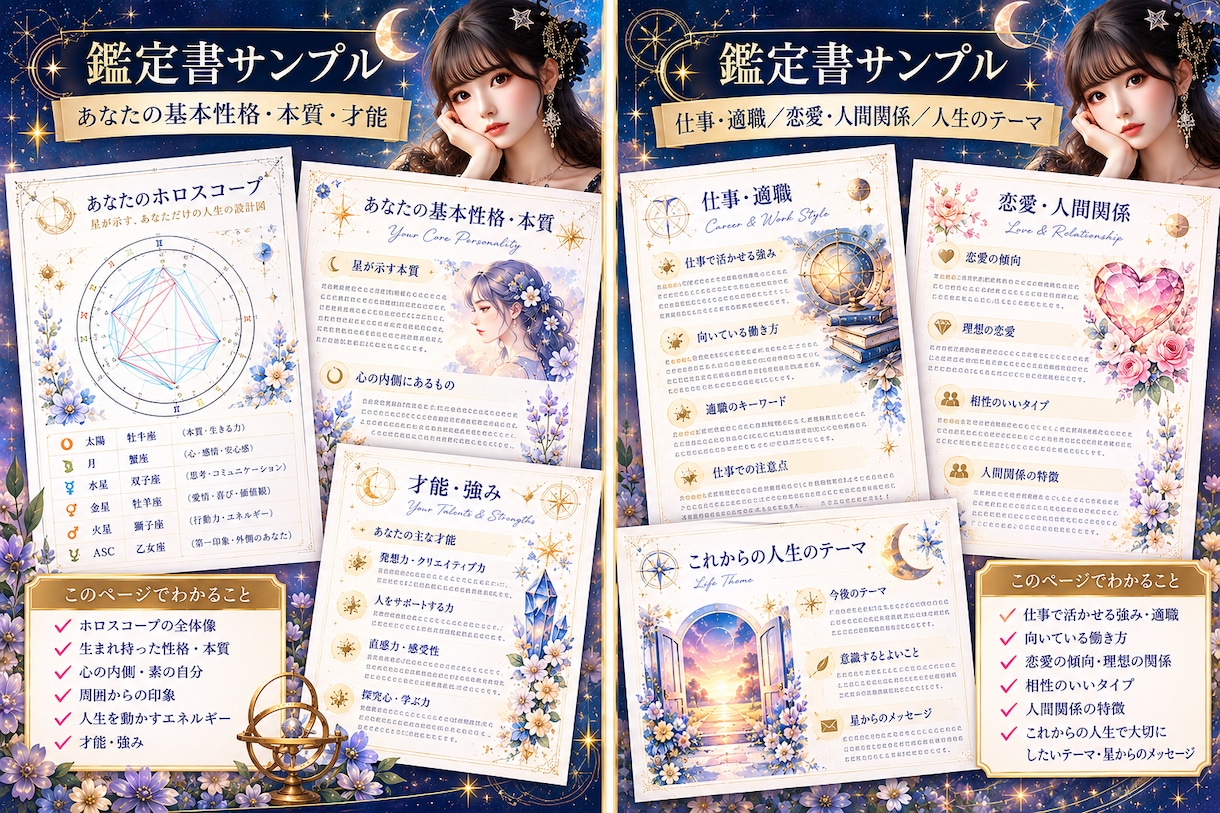 西洋占星術であなただけの人生取扱説明書を作ります 才能・仕事・恋愛を読み解く、あなただけの鑑定書 イメージ2