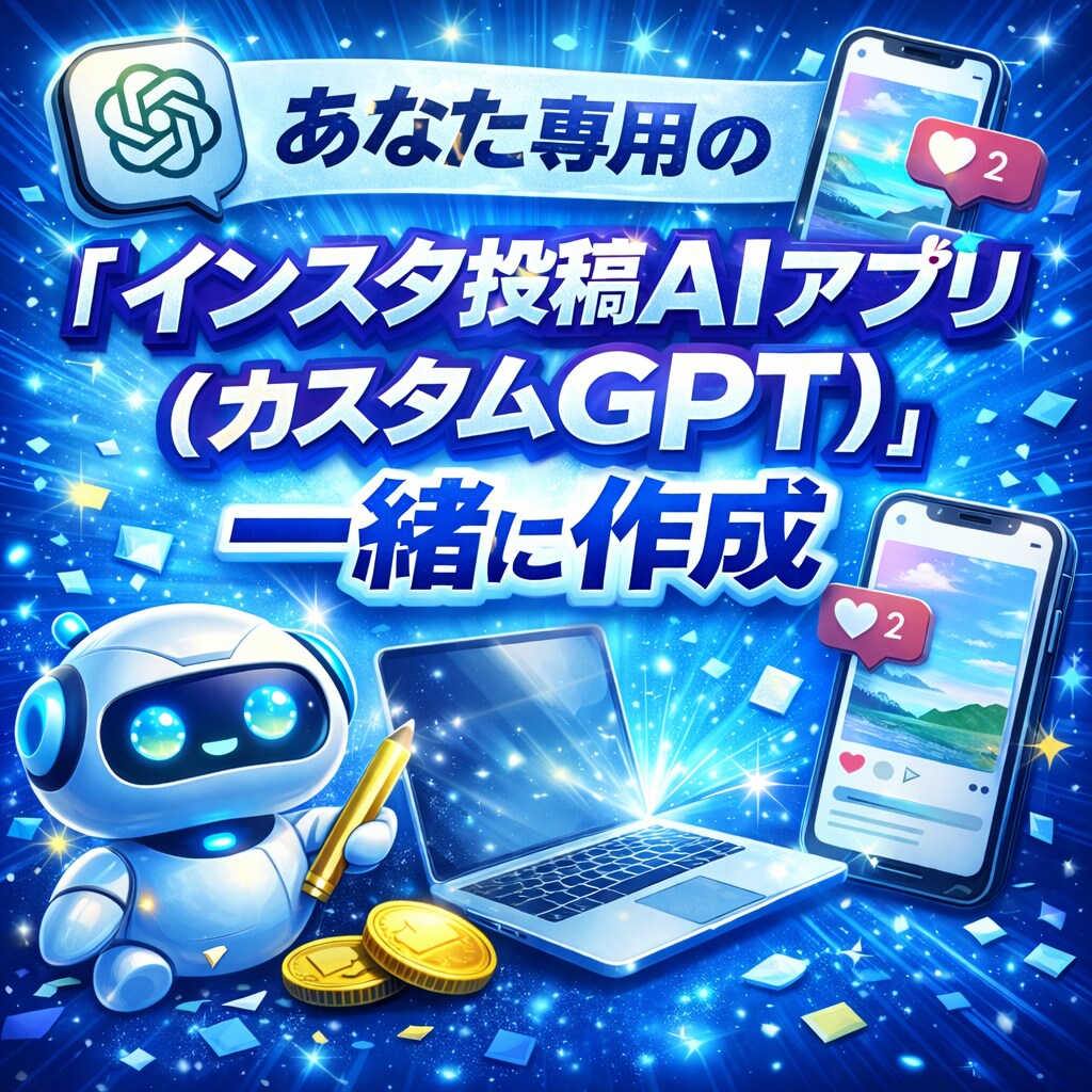 1時間で「投稿3本」が手元に残る講座します あなた専用「インスタ投稿AIアプリ（カスタムGPT）」を作成 イメージ2